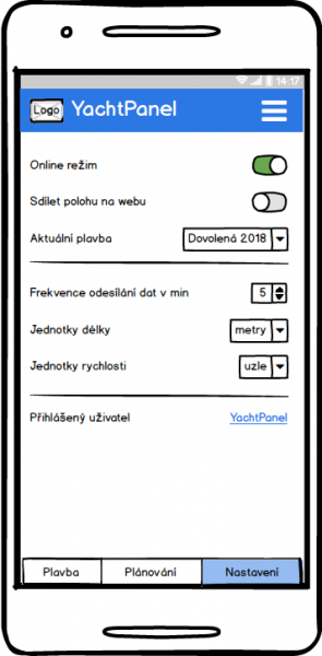 Dashboard Nastavení